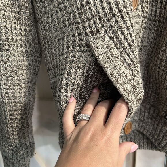 American Stitch Womens Hooded Sweater Medium Elbow Patch Pockets Warm Thick - Picture 4 of 12